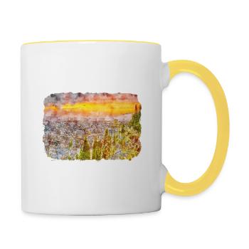 Granada Spain Watercolor Sketch Draw Drawing - Contrasting Mug - white/yellow - Right
