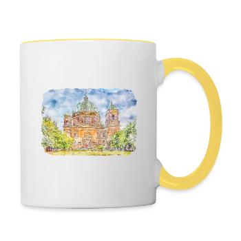 Allemagne Aquarelle Esquisse Dessinée à la main Illustration - Mug contrasté - blanc/jaune - Droite