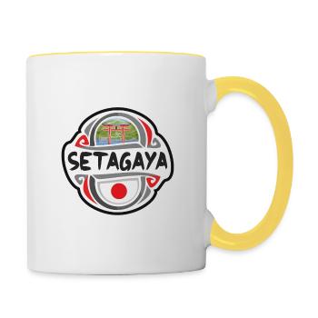 Setagaya Japan Flagge Abzeichen Reise Souvenir Stempel - Tasse zweifarbig - Weiß/Gelb - Rechts