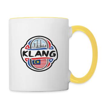 Klang Malaisie Drapeau Badge Souvenir de Voyage Timbre - Mug contrasté - blanc/jaune - Droite