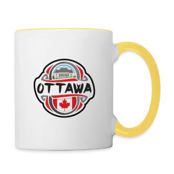 Ottawa Kanada Flagge Abzeichen Reise Souvenir Briefmarke - Tasse zweifarbig - Weiß/Gelb - Rechts