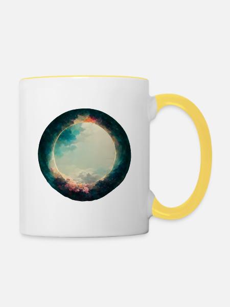 Kreis mit Kreis - Tasse zweifarbig - Weiß/Gelb
