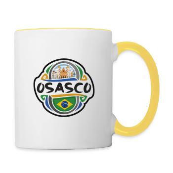 Osasco Brésil Drapeau Badge Voyage Souvenir Timbre - Mug contrasté - blanc/jaune - Droite