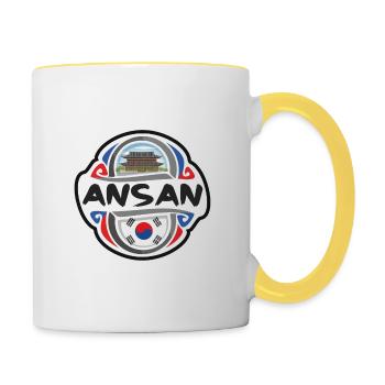 Ansan Südkorea Flagge Abzeichen Reise Souvenir Briefmarke - Tasse zweifarbig - Weiß/Gelb - Rechts