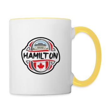 Hamilton Kanada Flagge Abzeichen Reise Souvenir Stempel - Tasse zweifarbig - Weiß/Gelb - Rechts