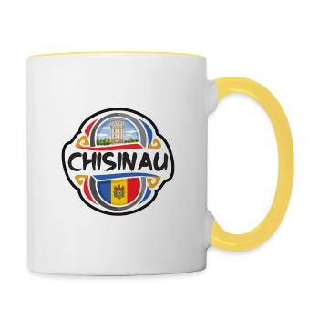 Chisinau Moldawien Flagge Abzeichen Reise Souvenir Stempel - Tasse zweifarbig - Weiß/Gelb - Rechts