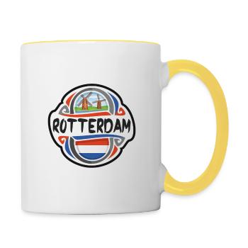 Rotterdam Netherlands Flag Travel Souvenir Badge S - Contrasting Mug - white/yellow - Right