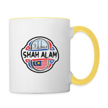 Shah Alam Malaisie Drapeau Voyage Souvenir Badge Stam - Mug contrasté - blanc/jaune - Droite