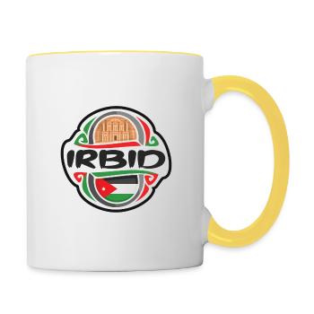 Irbid Jordan Flag Badge Travel Souvenir Stamp - Contrasting Mug - white/yellow - Right