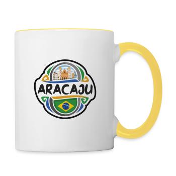 Aracaju Brésil Drapeau Badge Voyage Souvenir Timbre - Mug contrasté - blanc/jaune - Droite