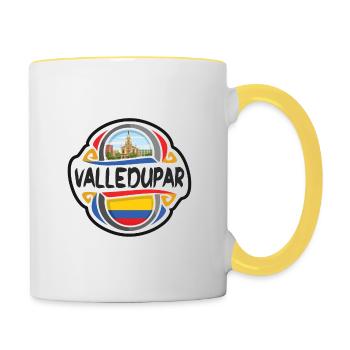 Valledupar Colombia Flag Travel Souvenir Badge Sta - Contrasting Mug - white/yellow - Right