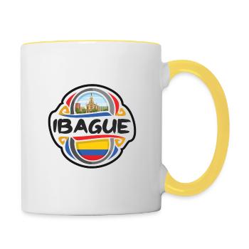 Ibague Colombie Drapeau Badge Voyage Souvenir Timbre - Mug contrasté - blanc/jaune - Droite