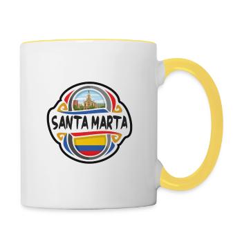 Santa Marta Kolumbien Flagge Reise Souvenir Abzeichen St - Tasse zweifarbig - Weiß/Gelb - Rechts