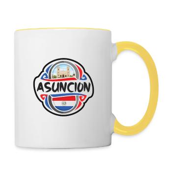 Asuncion Paraguay Drapeau Badge Souvenir de Voyage Timbre - Mug contrasté - blanc/jaune - Droite
