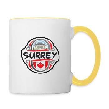 Surrey Kanada Flagge Abzeichen Reise Souvenir Stempel - Tasse zweifarbig - Weiß/Gelb - Rechts