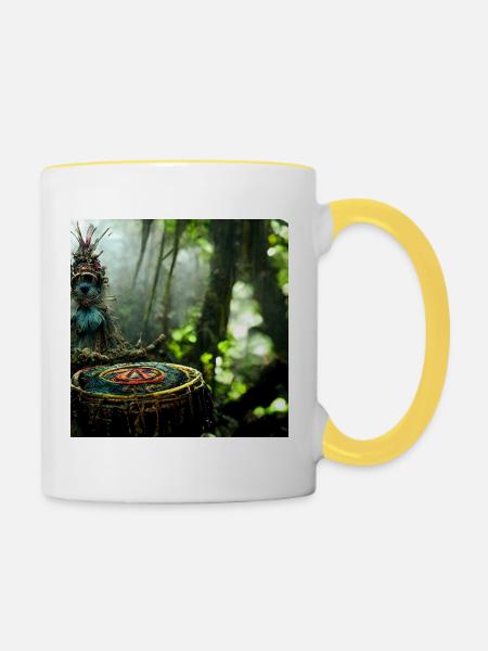 Schameneim Dschungel - Tasse zweifarbig - Weiß/Gelb