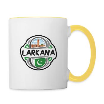 Larkana Pakistan Drapeau Badge Voyage Souvenir Timbre - Mug contrasté - blanc/jaune - Droite