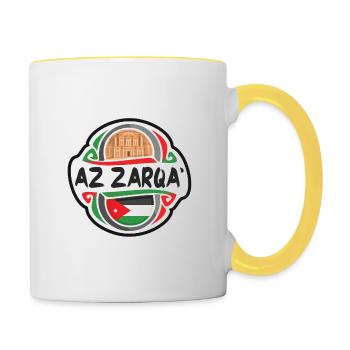 Az Zarqa' Jordan Flag Badge Travel Souvenir Stamp - Contrasting Mug - white/yellow - Right