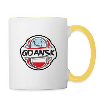 Danzig Polen Flagge Abzeichen Reise Souvenir Stempel - Tasse zweifarbig - Weiß/Gelb - Rechts