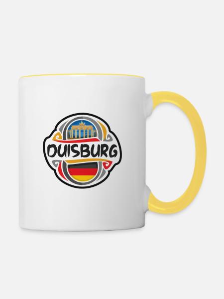 Duisburg Deutschland Flaggenabzeichen Reise Souvenir Briefmarke - Tasse zweifarbig - Weiß/Gelb