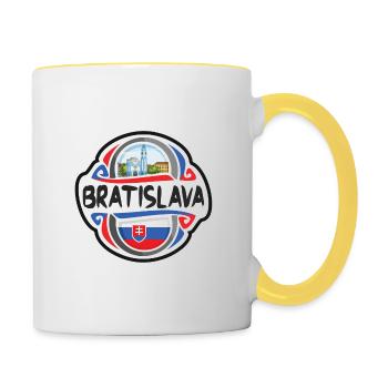 Bratislava Slowakei Flagge Reise Souvenir Abzeichen Sta - Tasse zweifarbig - Weiß/Gelb - Rechts