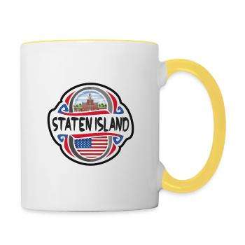 Staten Island USA United States Flag Travel Souven - Contrasting Mug - white/yellow - Right