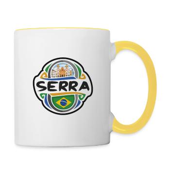 Serra Brasilien Flagge Abzeichen Reise Souvenir Stempel - Tasse zweifarbig - Weiß/Gelb - Rechts