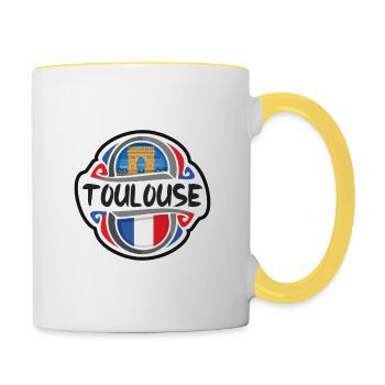 Toulouse France Flag Badge Souvenir de Voyage - Mug contrasté - blanc/jaune - Droite