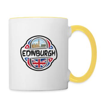 Édimbourg Royaume-Uni Royaume-Uni Drapeau Souvenir de voyage B - Mug contrasté - blanc/jaune - Droite