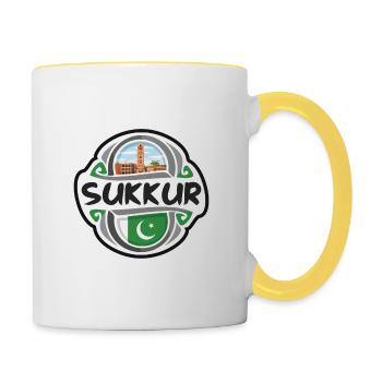 Sukkur Pakistan Drapeau Badge Voyage Souvenir Timbre - Mug contrasté - blanc/jaune - Droite