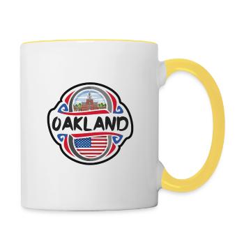Oakland USA United States Flag Travel Souvenir Bad - Contrasting Mug - white/yellow - Right