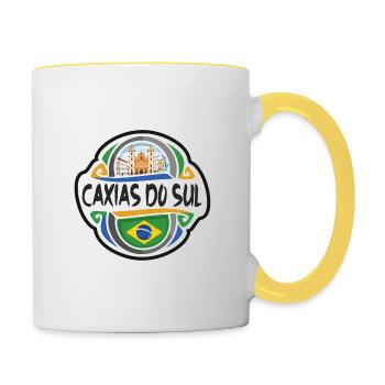 Caxias do Sul Brazil Flag Travel Souvenir Badge St - Contrasting Mug - white/yellow - Right
