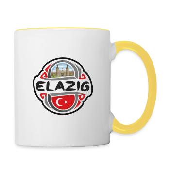 Elazig Turkey Flag Badge Travel Souvenir Stamp - Contrasting Mug - white/yellow - Right