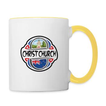 Christchurch Neuseeland Flagge Reise Souvenir Badg - Tasse zweifarbig - Weiß/Gelb - Rechts