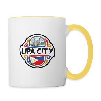 Lipa City Philippines Drapeau Voyage Souvenir Badge S - Mug contrasté - blanc/jaune - Droite