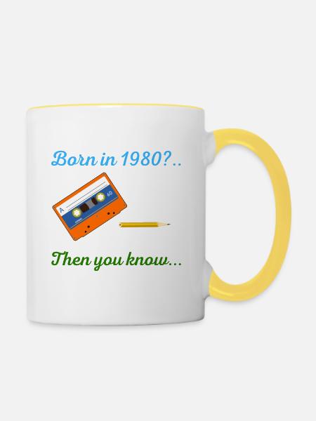 1980 Nostalgie - Mug contrasté - blanc/jaune