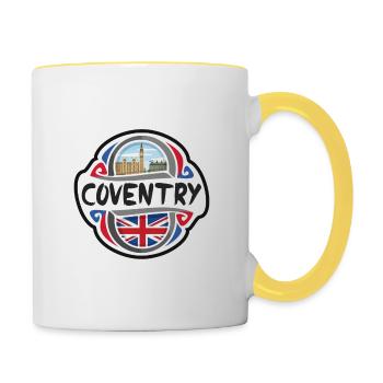 Coventry UK Vereinigtes Königreich Flagge Reisesouvenir Ba - Tasse zweifarbig - Weiß/Gelb - Rechts