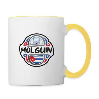 Holguin Kuba Flagge Abzeichen Reise Souvenir Stempel - Tasse zweifarbig - Weiß/Gelb - Rechts