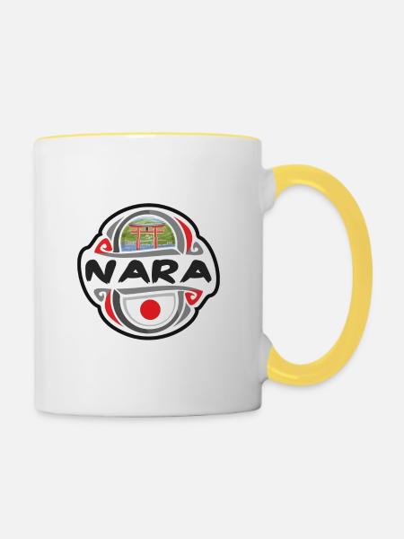 Nara Japan Flagge Abzeichen Reise Souvenir Stempel - Tasse zweifarbig - Weiß/Gelb