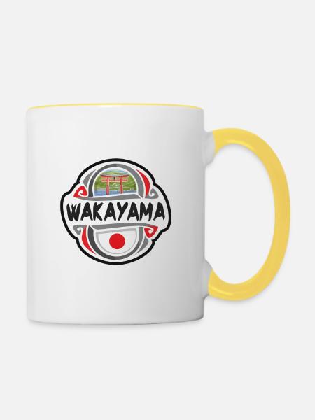 Wakayama Japan Flag Badge Travel Souvenir Stamp - Contrasting Mug - white/yellow