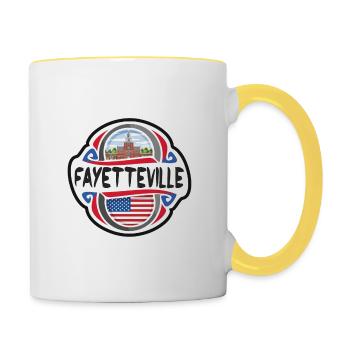Fayetteville USA Drapeau des États-Unis Voyage Souveni - Mug contrasté - blanc/jaune - Droite
