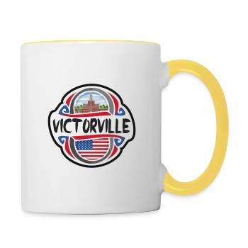 Victorville USA Flagge Reisesouvenir - Tasse zweifarbig - Weiß/Gelb - Rechts