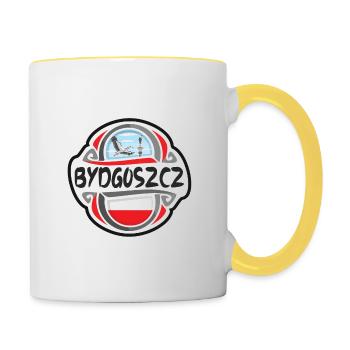 Bydgoszcz Pologne Drapeau Badge Voyage Souvenir Timbre - Mug contrasté - blanc/jaune - Droite