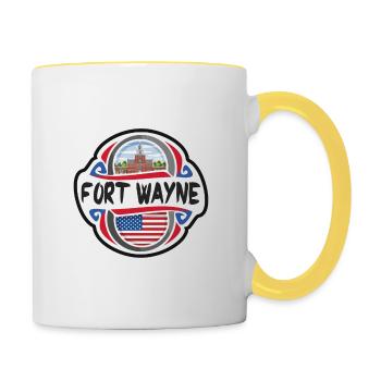 Fort Wayne USA Drapeau des États-Unis Souvenir de voyage - Mug contrasté - blanc/jaune - Droite