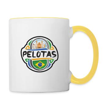 Pelotas Brazil Flag Badge Travel Souvenir Stamp - Contrasting Mug - white/yellow - Right