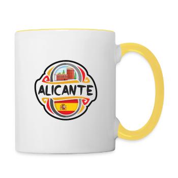 Alicante Espagne Drapeau Badge Voyage Souvenir Timbre - Mug contrasté - blanc/jaune - Droite