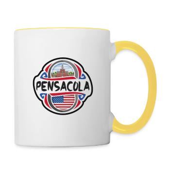 Pensacola USA Drapeau des États-Unis Souvenir de voyage B - Mug contrasté - blanc/jaune - Droite