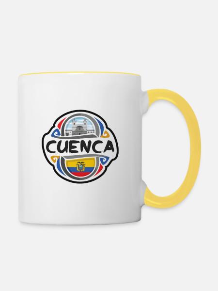 Cuenca Ecuador Flag Badge Travel Souvenir Stamp - Contrasting Mug - white/yellow