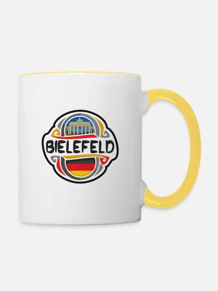 Bielefeld Deutschland Flaggenabzeichen Reise Souvenir Briefmarke - Tasse zweifarbig - Weiß/Gelb