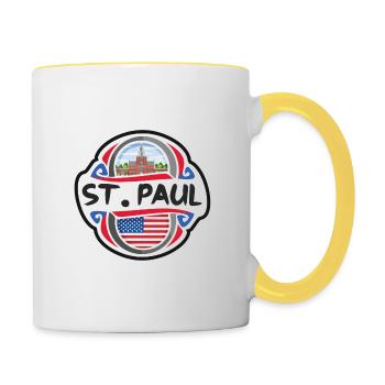 St. Paul USA Drapeau des États-Unis Souvenir de voyage Ba - Mug contrasté - blanc/jaune - Droite